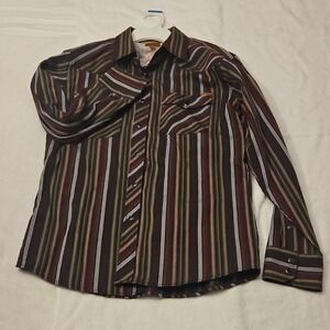 Maxini Striped Button-Up Shirt Long Sleeve Multicolor M Casual Point Collar Men